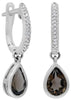 1.28CT DIAMOND & AAA SMOKY QUARTZ 14KT WHITE GOLD 3D PEAR SHAPE & ROUND EARRINGS