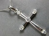 ESTATE .45CT DIAMOND 14K WHITE GOLD CLASSIC ROUND 5 STONE CROSS FLOATING PENDANT