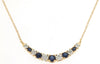.50CT DIAMOND & AAA SAPPHIRE 14KT YELLOW GOLD GRADUATING SEMI CIRCULAR NECKLACE