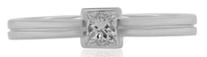 .33CT DIAMOND 18K WHITE GOLD 3D PRINCESS CLASSIC SOLITAIRE BEZEL ENGAGEMENT RING