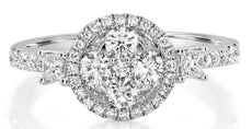 .85CT DIAMOND 18KT WHITE GOLD PRINCESS & ROUND CLUSTER CIRCULAR FRIENDSHIP RING