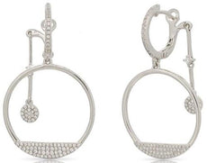 .50CT DIAMOND 14K WHITE GOLD 3D CIRCULAR FLORAL BY THE YARD FUN HANGING EARRINGS