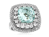 LARGE 8.30CT DIAMOND & AAA AQUAMARINE 14KT WHITE GOLD CUSHION ANNIVERSARY RING