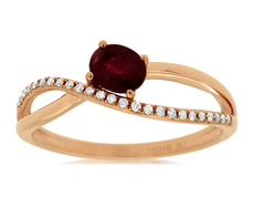 .53CT DIAMOND & AAA RUBY 14KT ROSE GOLD OVAL & ROUND CRISS CROSS INFINITY RING