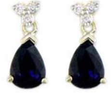 3CT DIAMOND & AAA SAPPHIRE 14KT WHITE GOLD 3D PEAR SHAPE FLORAL HANGING EARRINGS