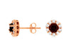ESTATE 1.3CT DIAMOND & AAA RHODOLITE 14KT ROSE GOLD CLASSIC FLOWER STUD EARRINGS