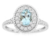1.2CT DIAMOND & AAA AQUAMARINE 14KT WHITE GOLD OVAL & ROUND FILIGREE FLOWER RING