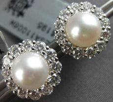 .90CT DIAMOND & AAA SOUTH SEA PEARL 18KT & 14KT WHITE GOLD FLOWER STUD EARRINGS