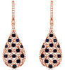 LARGE 2.20CT DIAMOND & AAA SAPPHIRE 14KT ROSE GOLD 3D TEAR DROP HANGING EARRINGS