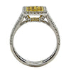 .60CT WHITE & FANCY YELLOW DIAMOND 18KT 2 TONE GOLD ROUND PAVE SQUARE FUN RING