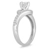 1.38CT DIAMOND 14KT WHITE GOLD 3D ROUND CRISS CROSS ENGAGEMENT WEDDING RING SET