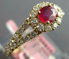 ESTATE 1.04CT DIAMOND & AAA RUBY 14KT YELLOW GOLD 3D CLASSIC HALO LOVE RING