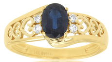 1.1CT DIAMOND & AAA SAPPHIRE 14KT YELLOW GOLD OVAL & ROUND MULTI HEART LOVE RING
