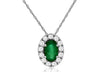 .32CT DIAMOND & AAA EMERALD 14K WHITE GOLD OVAL & ROUND CLASSIC FLOATING PENDANT