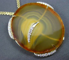 ANTIQUE LONG .90CT DIAMOND & AGATE 14KT YELLOW GOLD 3D FLOATING ITALIAN NECKLACE