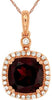 2.78CT DIAMOND & AAA RHODOLITE 14KT ROSE GOLD 3D CUSHION & ROUND SQUARE PENDANT