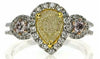 1.98CT WHITE PINK & FANCY YELLOW DIAMOND 18K TRI COLOR GOLD HALO ENGAGEMENT RING