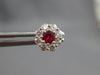 ESTATE .63CT DIAMOND & AAA RUBY 14KT WHITE GOLD 3D CLASSIC FLOWER STUD EARRINGS