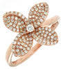 ESTATE .40CT DIAMOND 14KT ROSE GOLD 3D ROUND DOUBLE INFINITY FLOWER LOVE RING