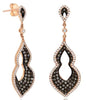 1.87CT WHITE & CHOCOLATE FANCY DIAMOND 14KT YELLOW GOLD 3D LOVE HANGING EARRINGS