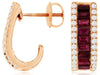 1.93CT DIAMOND & AAA RUBY 14KT ROSE GOLD 3D BAGUETTE UMBRELLA HANGING EARRINGS