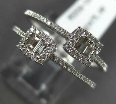 .43CT DIAMOND 14K WHITE GOLD ROUND & BAGUETTE DOUBLE SQUARE CRISS CROSS FUN RING
