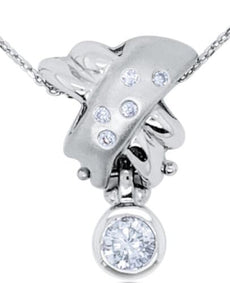 .70CT DIAMOND 18KT WHITE GOLD 3D ROUND SOLITAIRE CRISS CROSS ETOILE FUN PENDANT