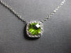 1.04CT DIAMOND & AAA PERIDOT 14K WHITE GOLD CUSHION & ROUND SQUARE HALO NECKLACE