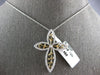 ESTATE 1.06CT DIAMOND 14KT TWO TONE GOLD 3D OPEN FILIGREE CROSS FLOATING PENDANT
