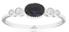 .74CT DIAMOND & AAA SAPPHIRE 14KT WHITE GOLD OVAL & ROUND 5 STONE FILIGREE RING
