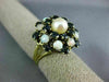 ANTIQUE LARGE 1.80CT AAA SAPPHIRE OPAL & PEARL 14K YELLOW GOLD 3D FLOWER RING