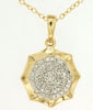 ESTATE .18CT DIAMOND 14KT 2 TONE GOLD 3D CLASSIC FLOWER OCTAGON FLOATING PENDANT
