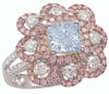 CERTIFIED LARGE 3.36CT MULTI COLOR DIAMOND 18K WHITE & ROSE GOLD ENGAGEMENT RING