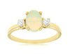 1.07CT DIAMOND & AAA OPAL 14KT YELLOW GOLD OVAL & ROUND PAST PRESENT FUTURE RING