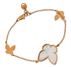 5.51CT DIAMOND & AAA MOTHER OF PEARL 18K ROSE GOLD 3D BUTTERFLY LOVE BRACELET