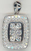 LARGE .97CT DIAMOND 14KT WHITE GOLD 3D CLUSTER RECTANGULAR FUN FLOATING PENDANT
