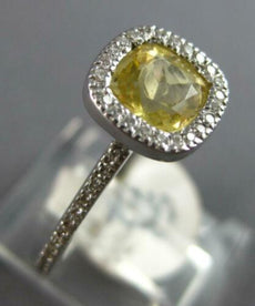 1.65CT DIAMOND & AAA YELLOW TOPAZ 14K WHITE GOLD 3D CUSHION HALO ENGAGEMENT RING