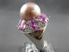 5.28CT DIAMOND & AAA PINK SAPPHIRE & PINK SOUTH SEA PEARL 18K WHITE GOLD 3D RING