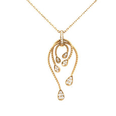 .32CT DIAMOND 18KT YELLOW GOLD 3D MULTI HORSESHOE TEAR DROP FUN FLOATING PENDANT