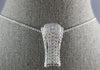 ESTATE LARGE .25CT DIAMOND 14K WHITE GOLD MULTI ROW RECTANGULAR FLOATING PENDANT