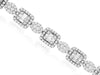 6.55CT DIAMOND 14KT WHITE GOLD ROUND & BAGUETTE CLUSTER SQUARE & OVAL BRACELET