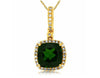 ESTATE 2.29CT ROUND DIAMOND & AAA CHROME DIOPSIDE 14KT YELLOW GOLD HALO PENDANT|C6065CH-1