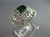 LARGE 3.06CT DIAMOND & AAA GREEN GARNET 14KT WHITE GOLD EMERALD CUT & ROUND RING