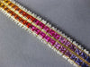 WIDE & LONG 20.60CT DIAMOND & SAPPHIRES 14KT YELLOW GOLD RAINBOW TENNIS BRACELET