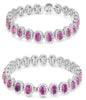 LARGE 15.76CT DIAMOND & AAA PINK SAPPHIRE 18K WHITE GOLD 3D CUFF BANGLE BRACELET