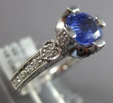 1.84CT DIAMOND & AAA TANZANITE 18KT WHITE GOLD 3D ROUND 4 PRONG ENGAGEMENT RING