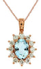 1.73CT DIAMOND & AAA AQUAMARINE 14KT ROSE GOLD 3D OVAL & ROUND FLOATING PENDANT