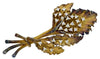 ESTATE LARGE .47CT DIAMOND 18KT YELLOW GOLD 3D ROUND MULTI LEAF BROOCH PIN