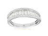 ESTATE 1.0CT DIAMOND 14K WHITE GOLD ROUND & BAGUETTE GRADUATING ANNIVERSARY RING