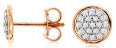 ESTATE .25CT DIAMOND 14KT ROSE GOLD CLASSIC CLUSTER BEZEL FLOWER STUD EARRINGS
